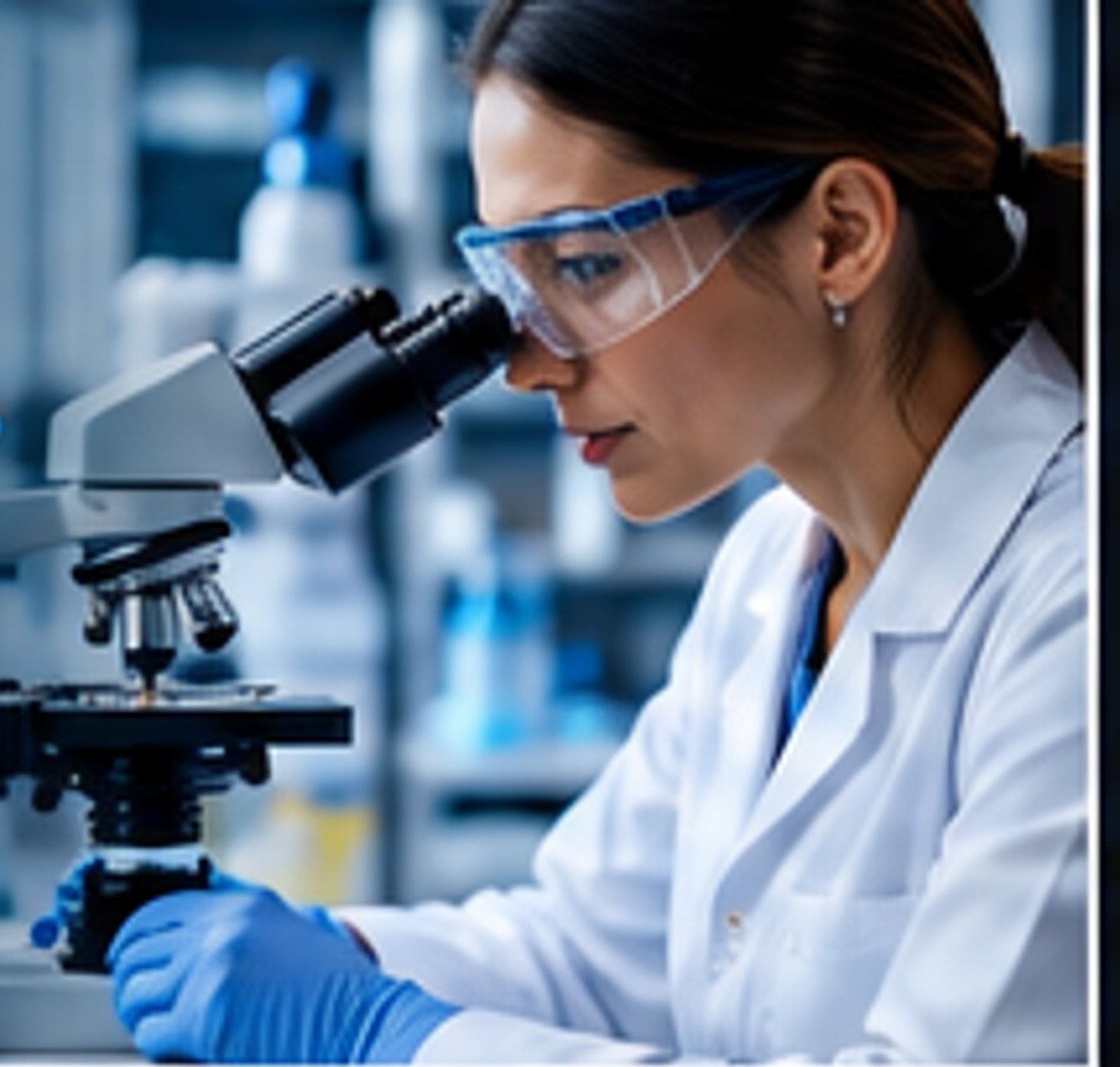 Laboratory professional using a microscope